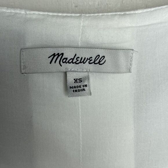 MADEWELL Mini Shirtdress Women XS White V-Neck Shift Dress Pockets NP093 - Picture 12 of 15
